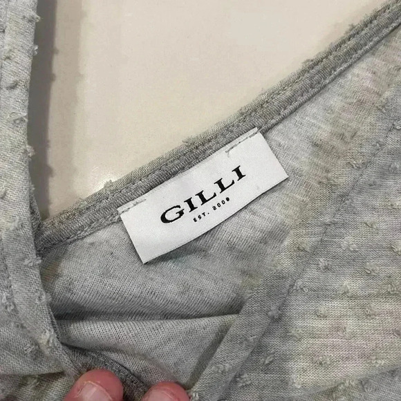 GILLI Heather Gray Textured V Neck Tank Top Bow Straps Women’s Size XL - Picture 3 of 6